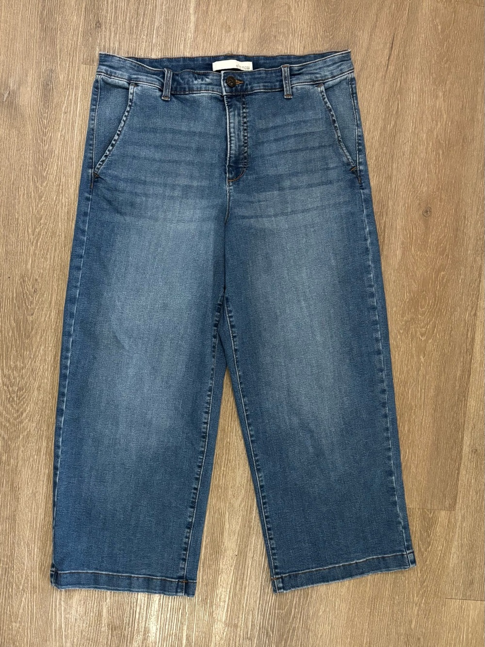 Ella Moss Blue Cropped Wide-Leg Jeans